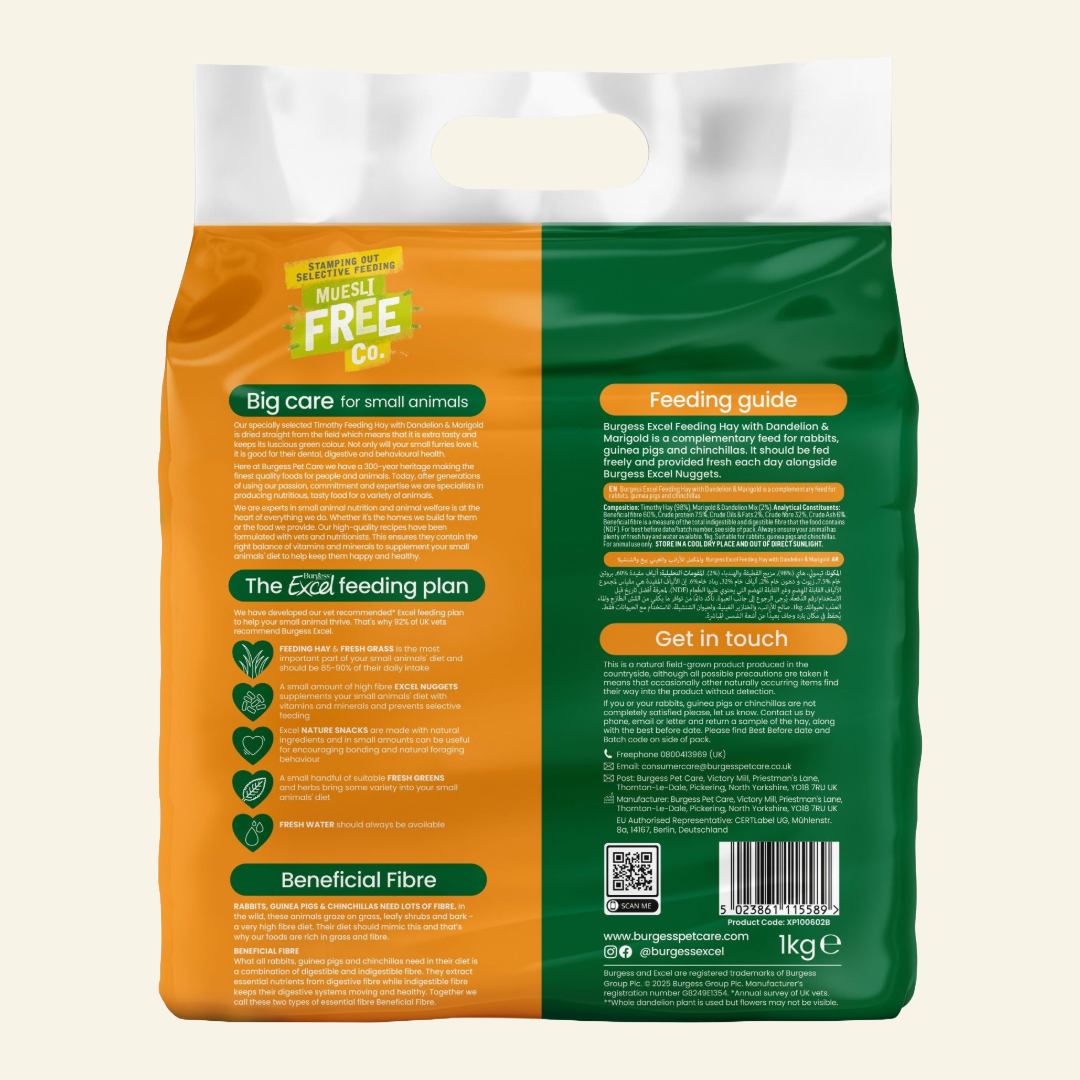 Burgess Excel Dandelion & Marigold Timothy Hay 1kg
